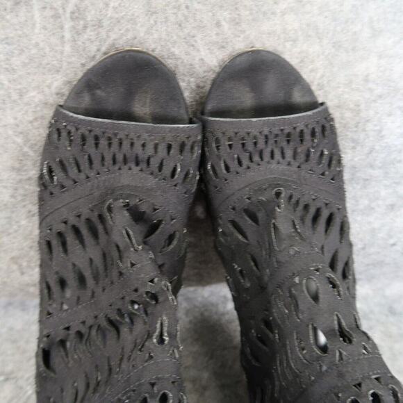 Aldo Shoes Womens 7 Pumps Stilettos Caged Laser Cut Fashion Zip Black Open Toe - Picture 8 of 13